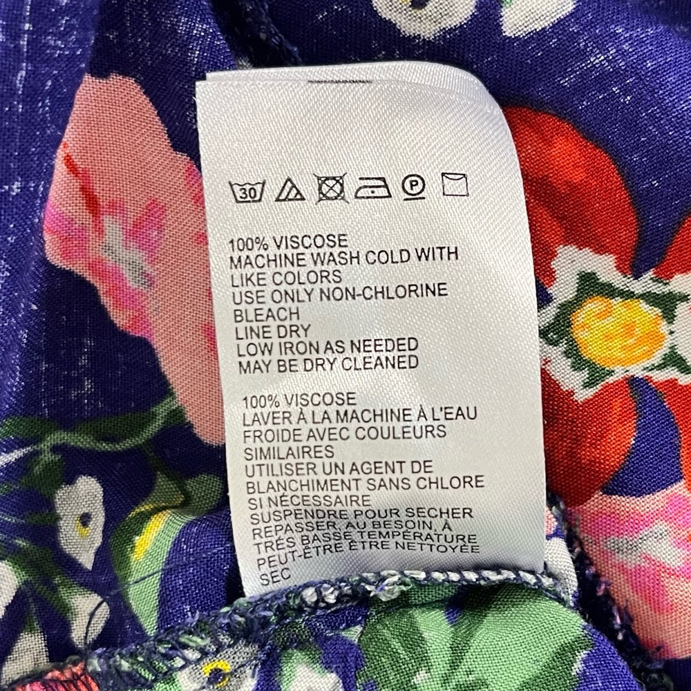 Anthropologie Maeve Navy Floral Tie Front Button Down Top Size 4 - Picture 9 of 9